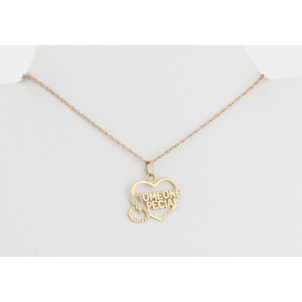 14k Yellow Gold Someone Special Heart Necklace 18" Chain - Picture 5 of 8